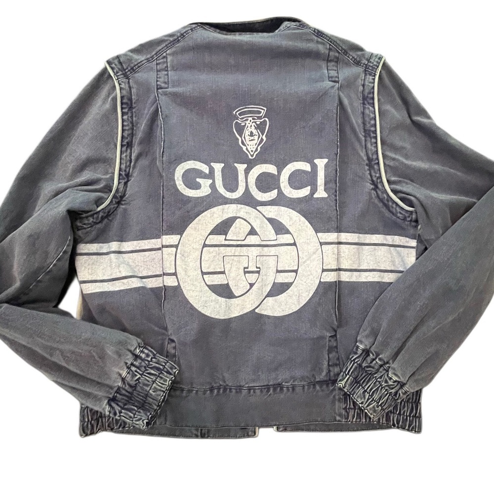 Gucci Blue Denim Jacket with Brass Zipper